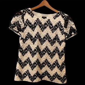 Talbots lacy top. Black and white.